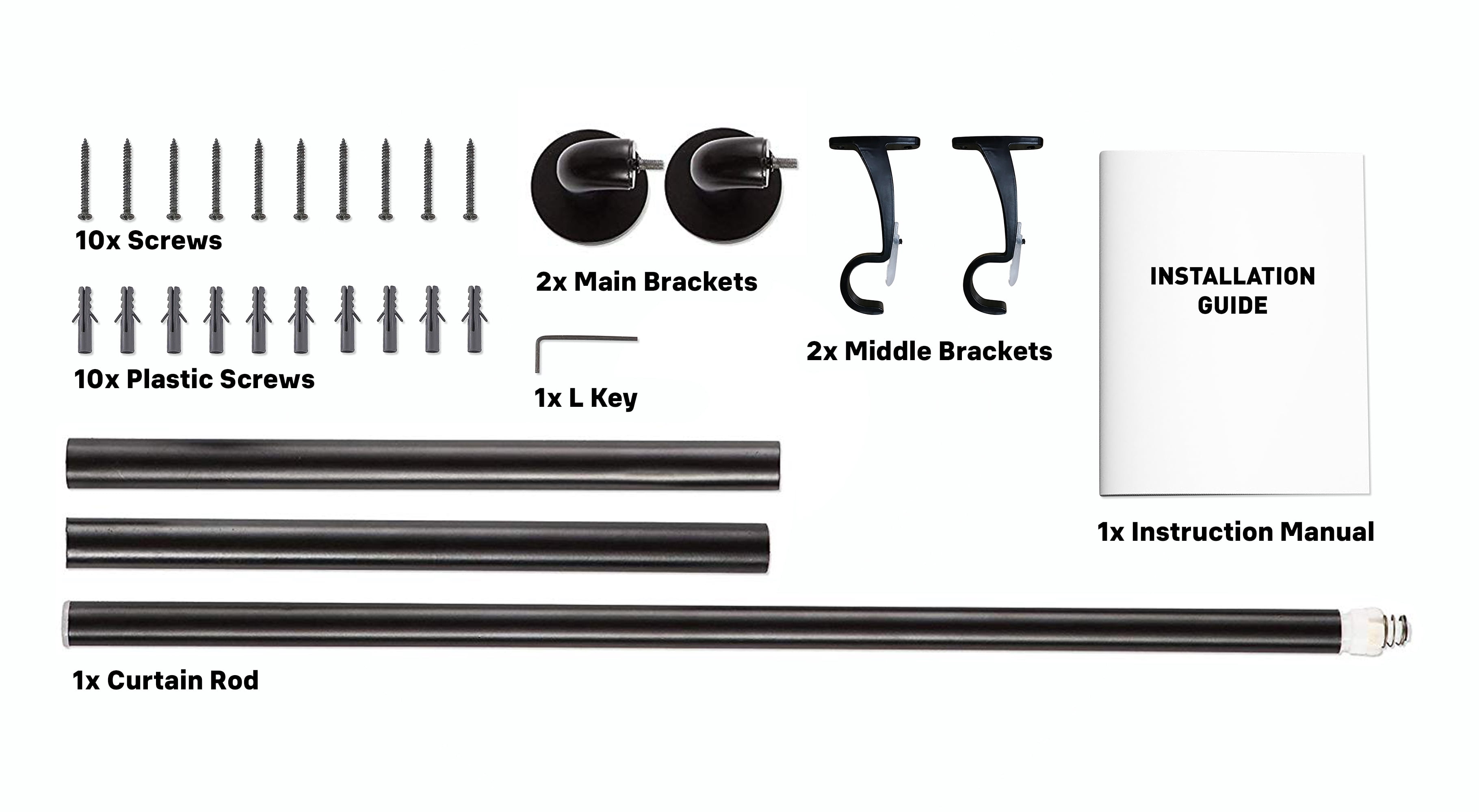 THD Wrap Around Room Darkening Grommet Curtain Rod & Bracket Set - Adjustable Telescoping Curtain Rod - Sturdy Rustproof Pipe 1" Diameter for Heavier Blackout Drapes - 48" to 86" Inch - Matte Black