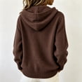 thumbnail image 4 of Luvrsol Cardigan Sweaters for Women Plus Size Hooded Lapel Collar Button Down Knit Jacket Solid Casual Sweater Coat, Coffee 2XL, 4 of 5