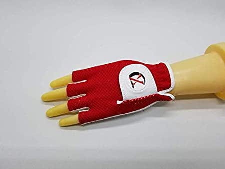 XEIR PRO Cool Skin Half Mesh Women’s Golf Glove with Non Slip Floral Pattern. Worn ON Right Hand - WHITE/RED XEIR PRO Cool Skin Half Mesh Women’s Golf Glove with Non Slip Floral Pattern. Worn ON Right Hand - WHITE/RED