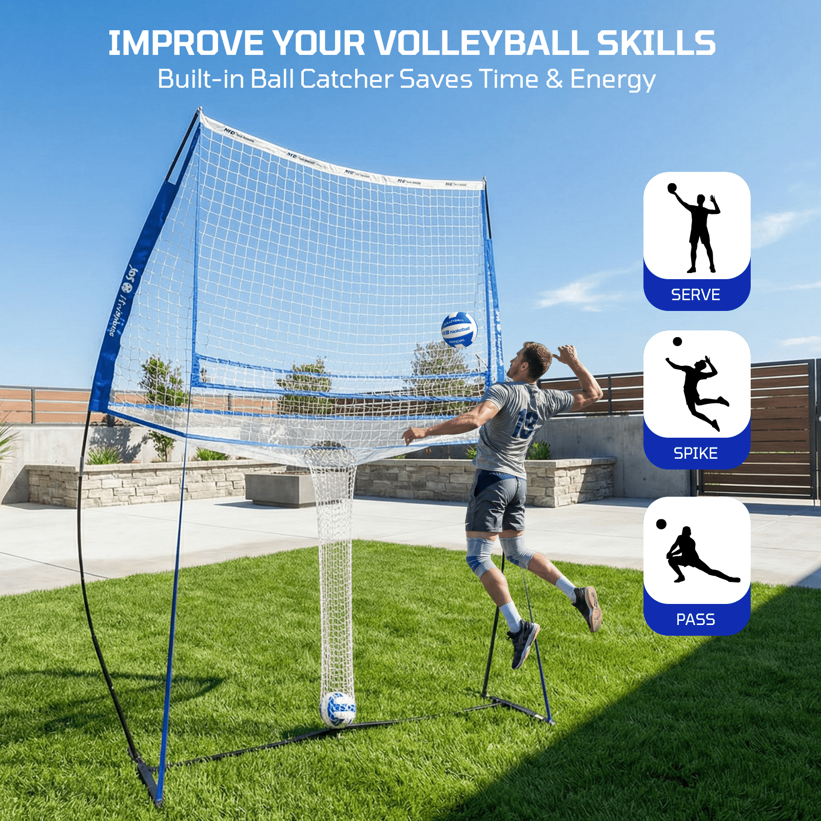 Haokelball 11x 8 ft Volleyball Training Equipment Practice Net Station for Backyard Indoor Outdoor
