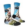 Goofa Cute Daisy Cow A Printed Men's Crew Socks, Soft Durable