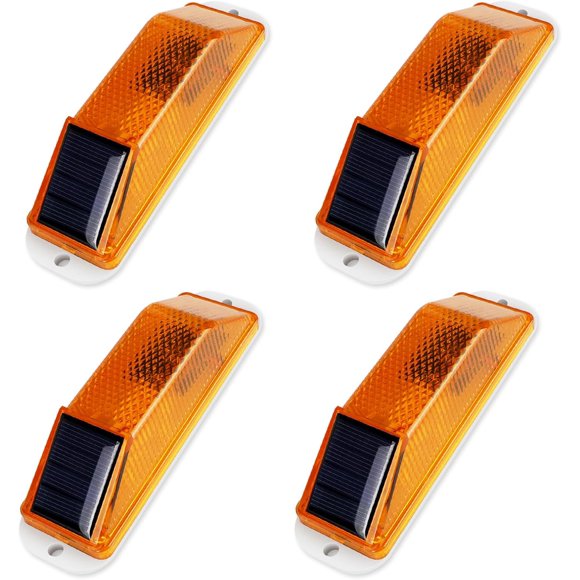YISITIAN Solar Warning Lights, Bright Solar Strobe Lamp Strong Magnetic Base, Waterproof LED Beacon Safety Light Outdoor 4 Pack for Vehicle, Construction Site, Barricade, Driveway, CA919-0102