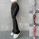 thumbnail image 2 of Women's Sexy Slim Pants Ribbed Solid Color Pants High Waisted Flared Pants Showing Longer Legs All-match Sports Long Pants, 2 of 5