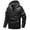Black, variant on Fesfesfes Men's Faux Leather Jacket Multi-pocket Large Size Jacket Clip Cotton Jacket With Long Zipper Cuffs Detachable Hooded Jacket