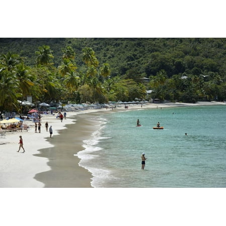 Sandy Cay. British Virgin Islands, Tortola. People Walking on the Beach at Cane Garden Bay Print Wall Art By Kevin