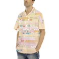 thumbnail image 4 of Camisas De Mezclilla Para Hombre Camisas estampadas para hombre, camisas de playa con botones de manga corta para hombre (Pink, L), 4 of 7
