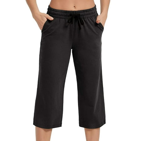 

Niuer Women Casual Lounge Crop Pant Pocket Comfy Pajamas Sleepwear Pj Capris High Waist Plus Size Loungewear Nightwear Bottom