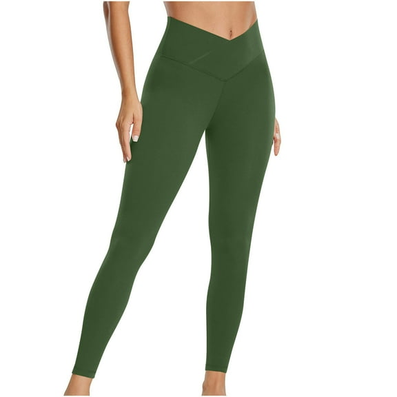 Leggings for Women V Crossover High Waist Leggings Workout Leggings for Women Butt Lifting Gym Yoga Leggings Pants