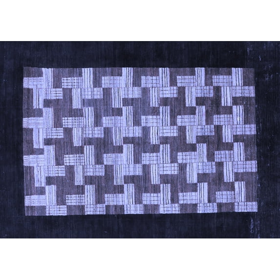 Ahgly Company Indoor Rectangle Abstract Blue Modern Area Rugs, 2' x 3'