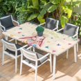 thumbnail image 2 of Easter Rabbits Table Cloths for 5 Foot Rectangle Tables, Cute Bunny Eggs Butterflies Floral Leaf Beige Patio Waterproof Elastic Fitted Tablecloths, Washable Rectangular Table Cover for Camping, 2 of 8