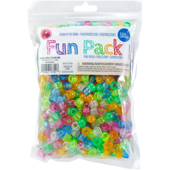 CousinDIY Pony Beads 6mmX9mm 500/Pkg-Glow In The Dark