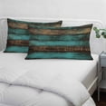 thumbnail image 4 of Vintage Teal Stripe Body Pillow Cover, Pillowcase Protectors with Zipper, Breathable Decorative Throw Pillow Case Cover, Farmhouse Shabby Turquoise Pillow Shams for Couch Sofa 24x36Inch, 4 of 8
