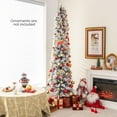thumbnail image 3 of Costway 7 FT Pre-Lit Slim Christmas Tree Flocked Decoration with Pine Needles & Lights, 3 of 10