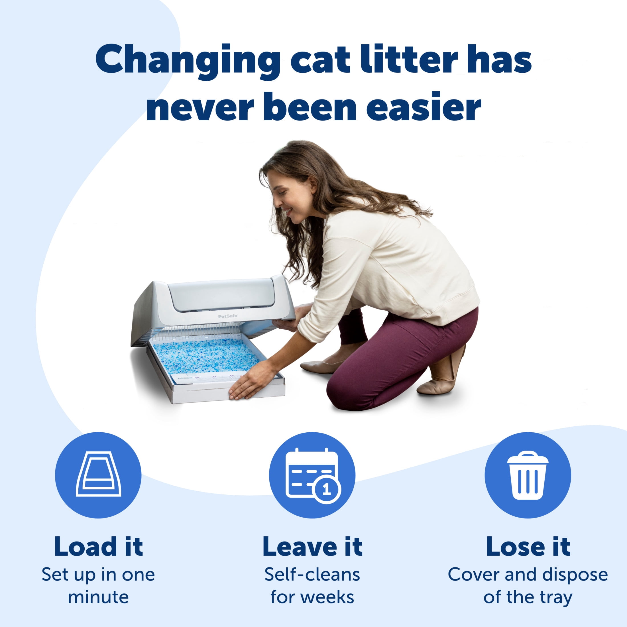 (3 pack) PetSafe ScoopFree Crystal Disposable Cat Litter Trays, Fresh Scent, Silica Crystals, 6-Pack, Blue