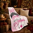 thumbnail image 3 of Empowering Breast Cancer Awareness Warrior Heart One Day, Cozy Typography Art Scene, Warm Flannel Blanket for Living Room and Reading Nook, Art Lovers Thanksgiving Gift, Artistic Home Decor, 3 of 9