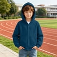 thumbnail image 6 of Boys Fashion Hoodie Jackets Casual Loose Fit Long Sleeve Lightweight Kids Zip Up Sweatshirt Navy 12 Years, 6 of 9