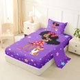 thumbnail image 2 of Castle Fairy Cute Black Girl Twin Sheets 3pcs,Cartoon Dog Stars Print Bedding,Violet Red Orange,1 Fitted Sheet, 1 Flat Sheet and 1 Pillowcase, 2 of 6