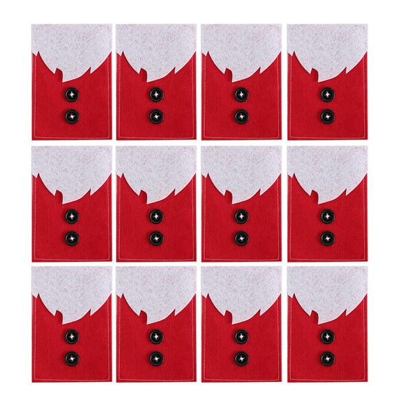 12pcs Christmas Clothes Shaped Tableware Holder Bags Knives Forks Pouch Cutlery Bags Delicate Silverware Storage Bags