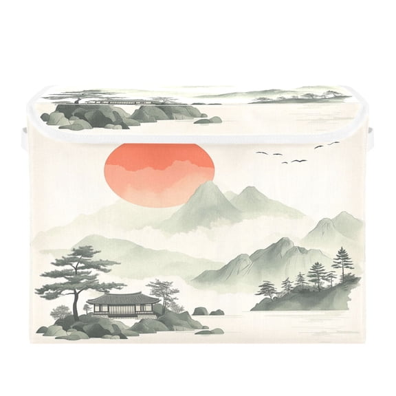 Storage Box With Lid 16.5x12.6x11.8In Foldable Stacked Household Storage Box The Orange Sun