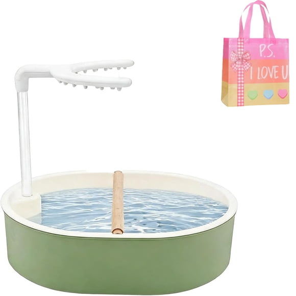 Automatic Bird Bath USB Powered, Green, Rain Simulation Shower for Cage, Parakeet Parrot Finch Cockatiel Lovebird Bathing Station