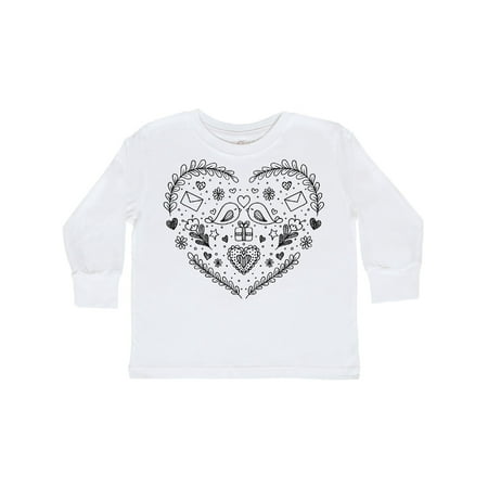 

Inktastic Valentine s Day Birds Flowers and Hearts Gift Toddler Boy or Toddler Girl Long Sleeve T-Shirt