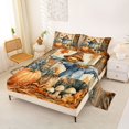 thumbnail image 2 of Manfei Classic Halloween Pumpkin Lantern Bed Sheets,Hello Fall Foliage Print Full Size Sheets,4 Pieces,1 Flat Sheet,1 Fitted Sheet and 2 Pillowcases, 2 of 6