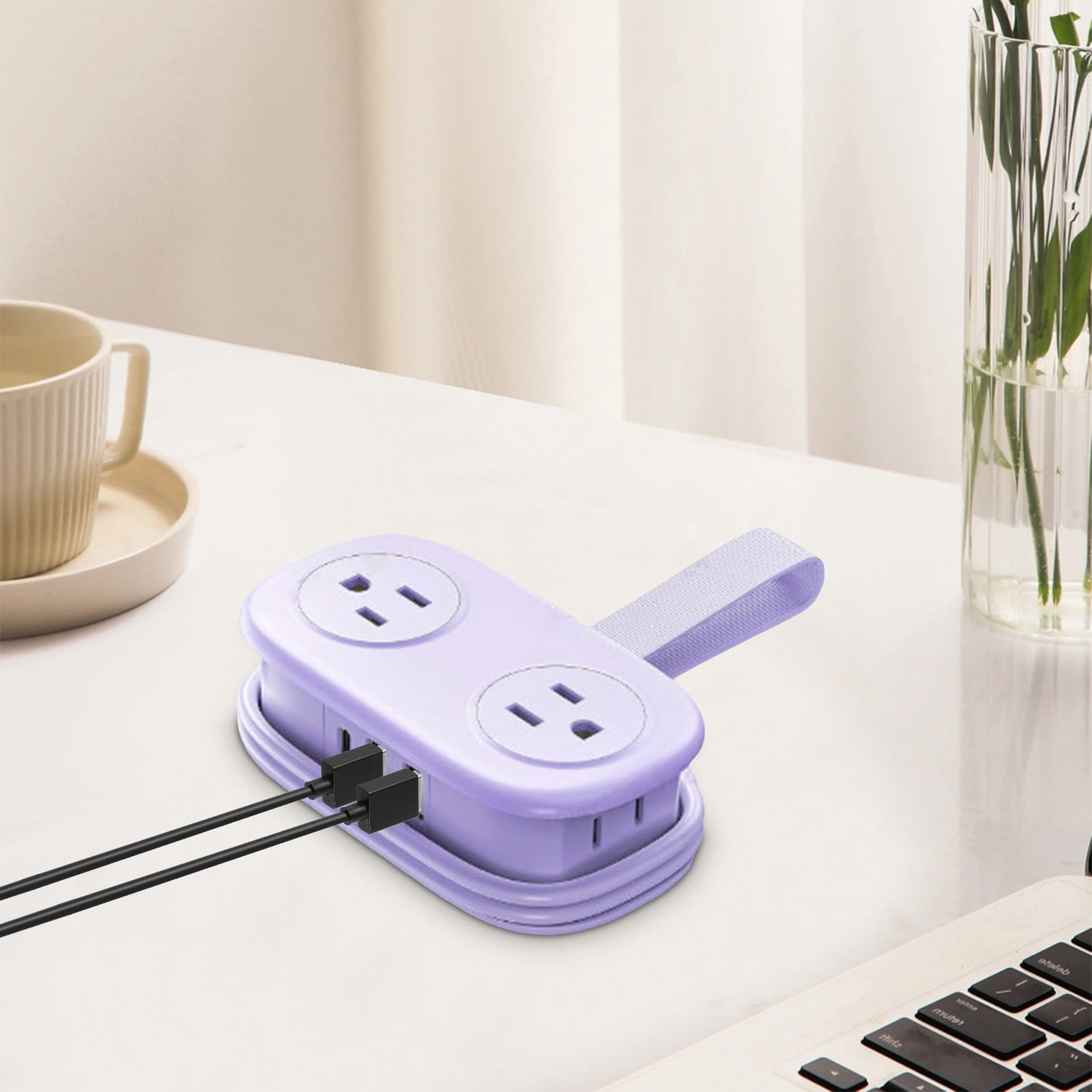 Travel Power Strip, Travel Extension Cord, Mini Extension Cord with 4 Outlets 3 USB Ports (1 USB C) with 4FT Wrapped Short Extension Cord Small Power Strip, Suitable for Home Hotel Travel
