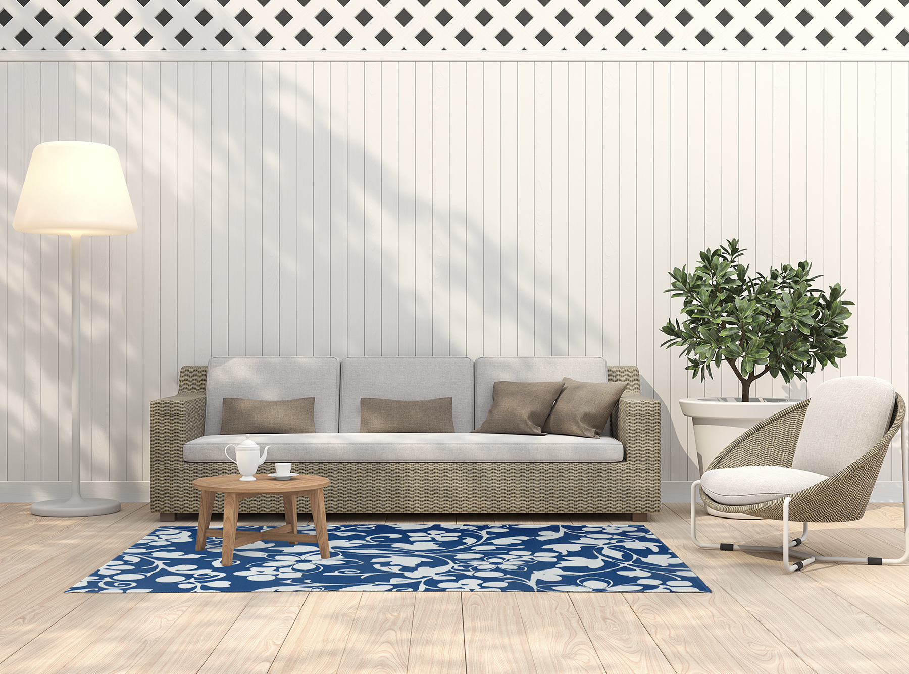 Simply Daisy 5' x 7' Dark Cobalt Blue Evelyn Spring Chenille Indoor/Outdoor Rug