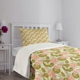 thumbnail image 5 of Ambesonne East Quilted Bedspread Set 2 Pcs, Exotic Foliage Butterfly, Twin Size, Pale Green Olive, 5 of 6