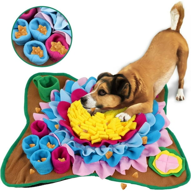 Alfombrilla para mascotas para perros, juego de alimentación interactivo, ventosas de girasol, golosinas para perros, alfombrilla de alimentación con rompecabezas que fomenta las habilidades