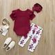 thumbnail image 4 of Newborn Baby Girl Clothes 0-24M 2024 Summer Fall Fly Sleeves Tops+Floral Pants+Headband 3PCS Sets Infant Baby Girl Outfit, 4 of 4