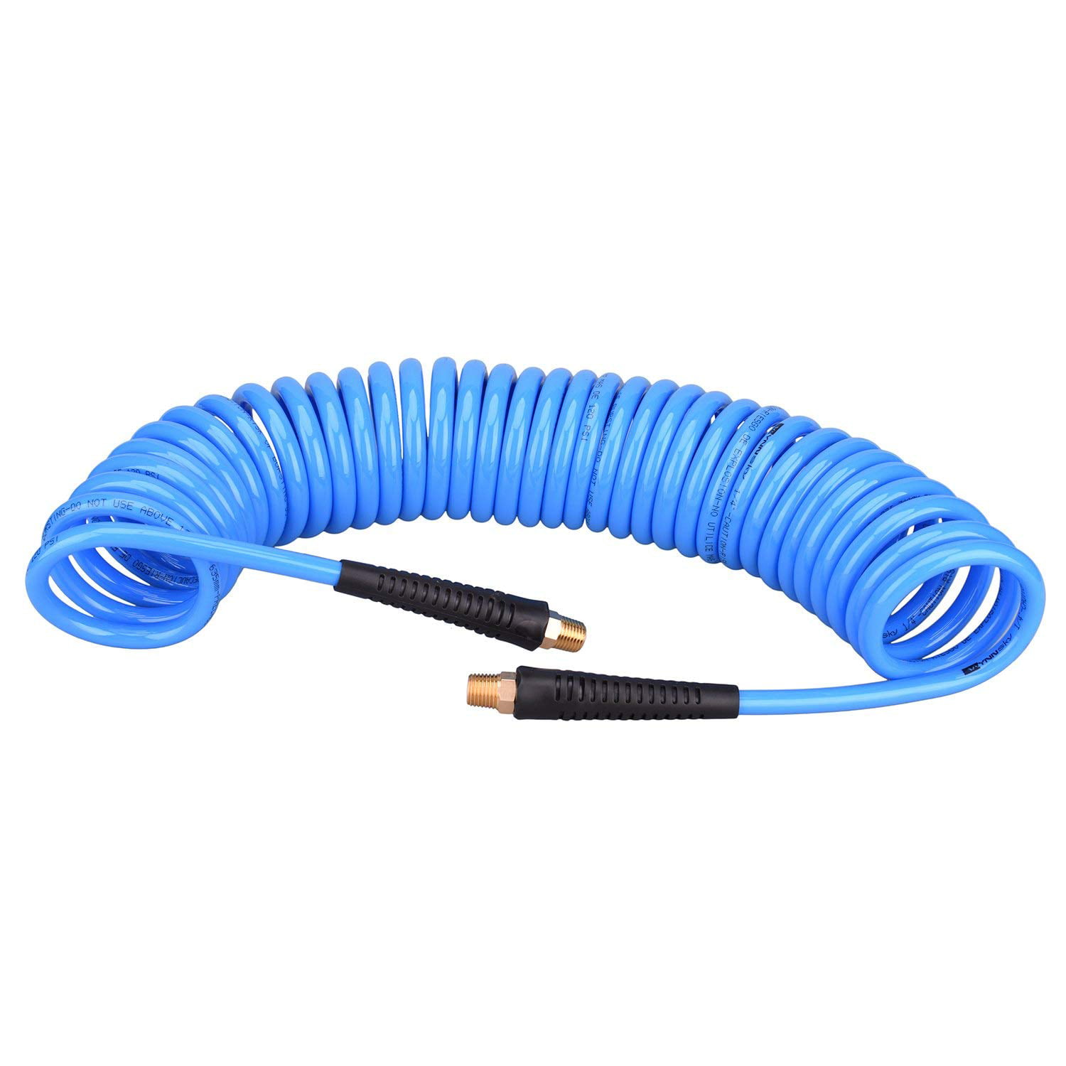 WYNNsky 1/4" x 25ft Recoil Poly Air Hose,Swivel End And Bend Restrictor Fitting 