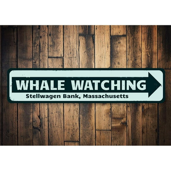 Whale Watching Location Novelty Sign, Metal Wall Decor - 4x18 inches