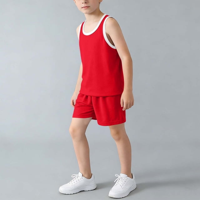 Odeerbi Niños Niñas Malla Atlético Conjunto de Ropa Deportiva Respirable Camiseta de Verano Con Pantalones Cortos Conjunto Para 2-12 Años