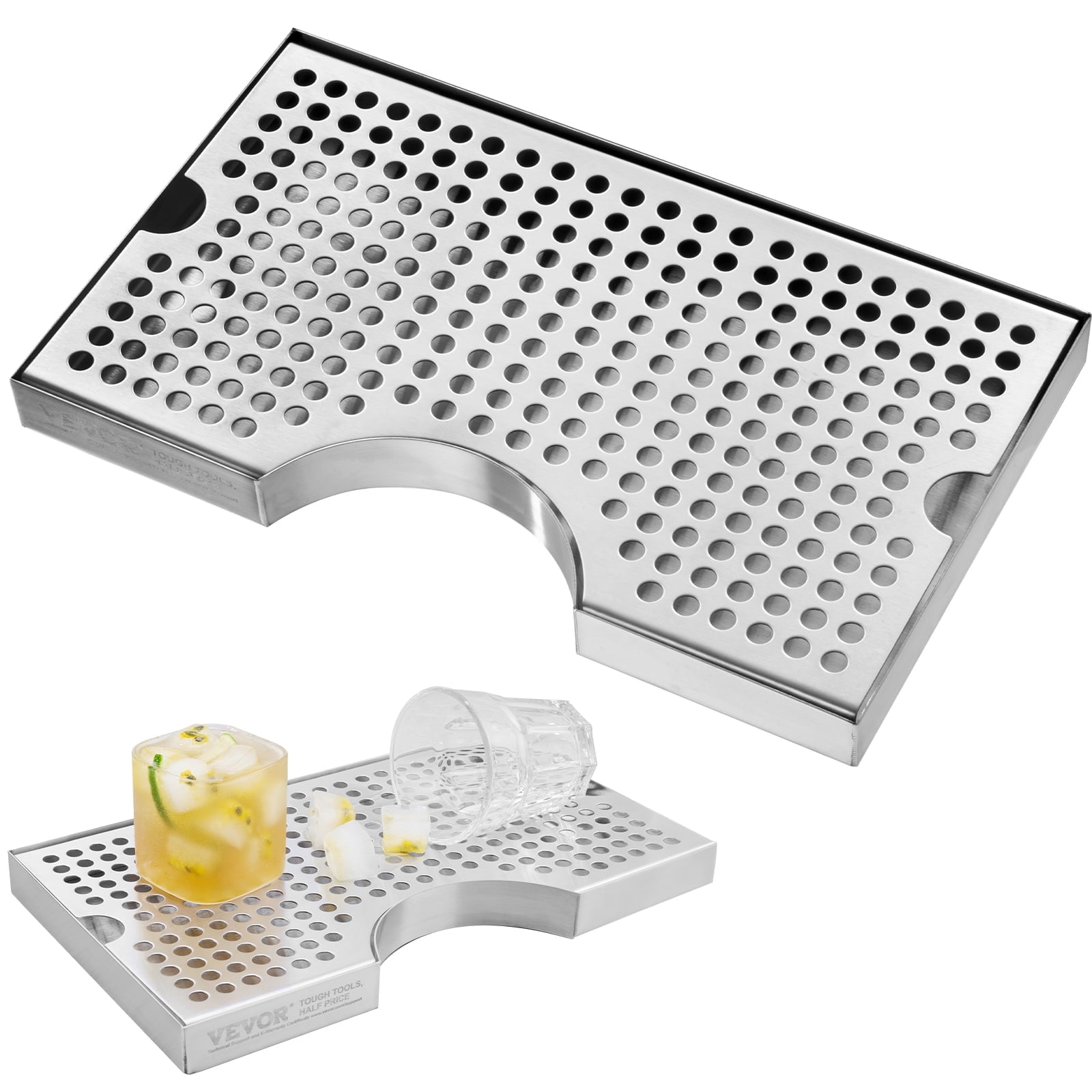 KFFKFF Stainless Steel Beer Drip Tray, Includes 4 Rubber Pads & Removable Top, Durable for Bars, Restaurants, Coffee Shops, and Homes, Resists Temperature Changes