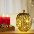 thumbnail image 6 of SDJMa Fall Lighted Pumpkin Decorations, 5.51"x7.67" Glass Pumpkin with LED Lights, Battery Operated Halloween Thanksgiving Pumpkin Lamp Decor for Indoor Mantle Tabletop(Battery Not Included), 6 of 9