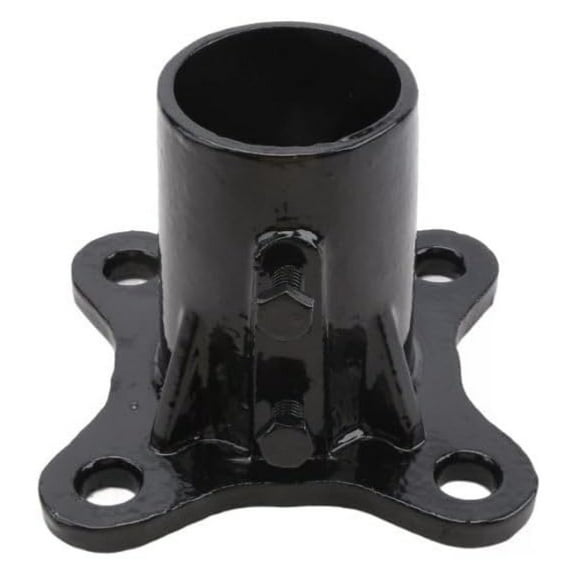 2 1/2" Floor Flange - 2 3/8" OD Black Steel Post Base with Set Screws - Galvanized Malleable Steel Fence Post Mount for Concrete & Cement