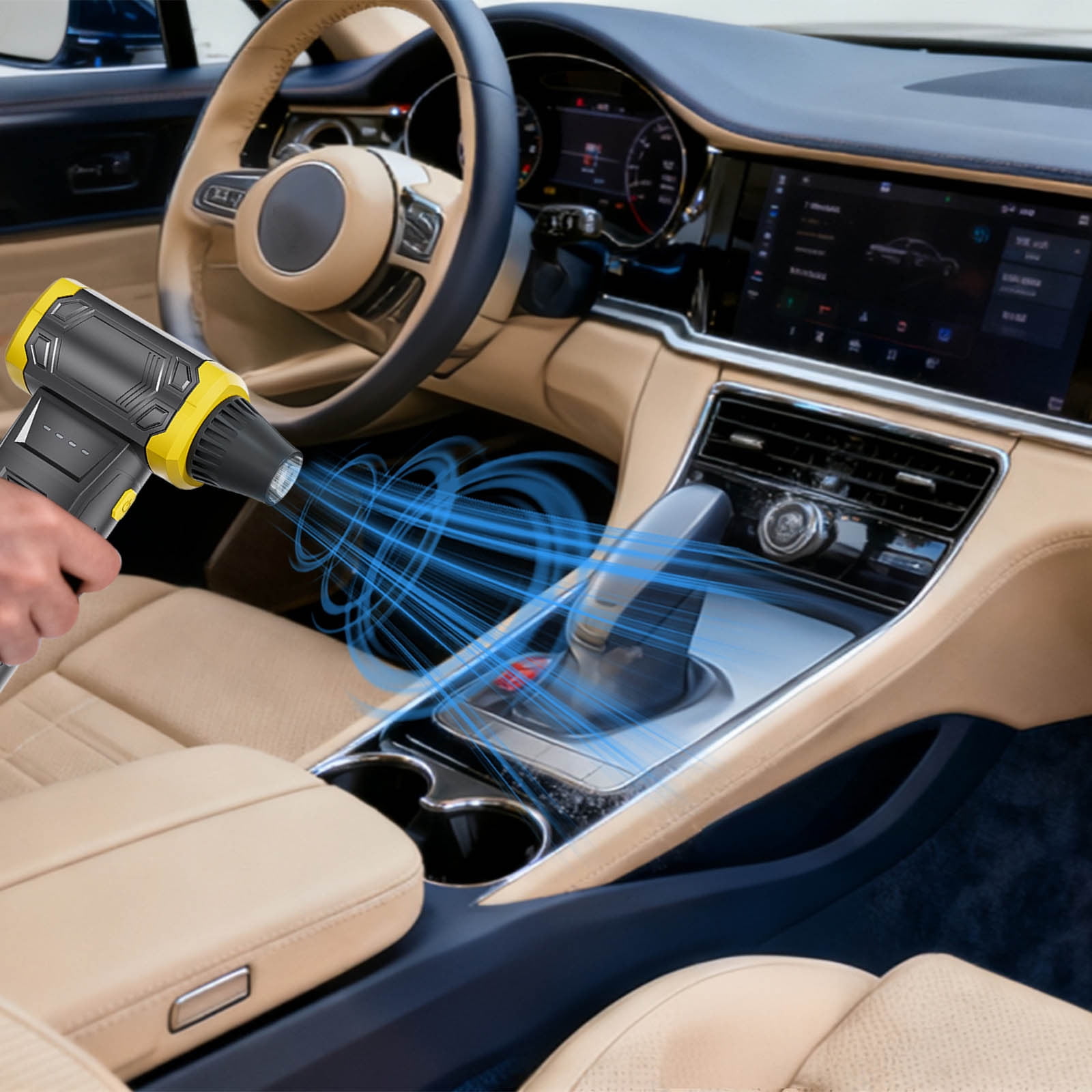 Rechargeable Compressed Air Duster - 130000RPM Cordless Electric Air Blower with 3 Speed Settings for Computer, Car & Home Cleaning