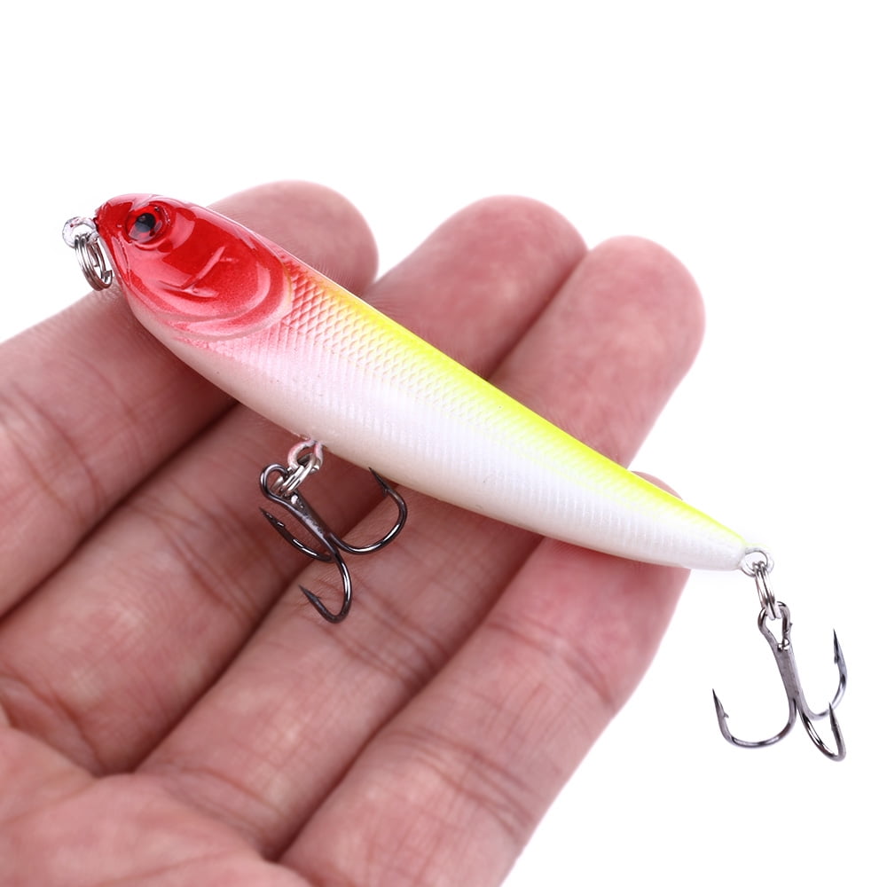 HENGJIA 5PCS Fishing Lures, Pencil Plopper Fishing Lures for Bass Catfish Pike Perch, Topwater Fishing Lures with Floating Minnow Pencil Popper Bass Bait for Freshwater or Saltwater