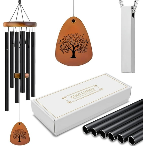Memorial Wind Chime and Necklace for Human Ashes- Sympathy Gifts for Loss of Loved One-Bereavement & Memorial Gifts Includes a 37 Inch Wind Chime & Necklace
