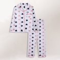 thumbnail image 2 of Arlun Women's New Pajamas Sets Fall Winter Long Sleeve Lapel Button Down Pajamas Lager Size Home Wear Pjs Set Elastic Waisted Baggy Comfy Pajama Pants Cute Heart/Floral Printed Pjs Purple XL, 2 of 3
