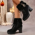 thumbnail image 2 of Women's Ankle Boots Casual Heel Platform Winter Warm Lined Mid Calf Booties Comfortable Footwear, 2 of 9