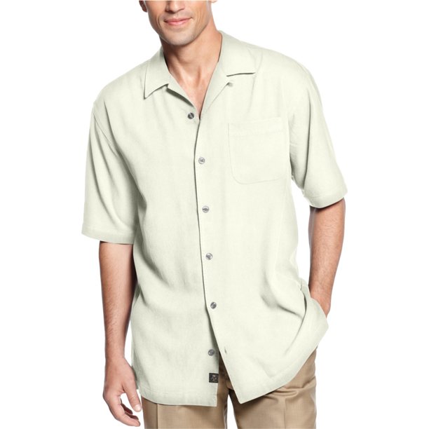 Tommy Bahama Catalina Twill SS - Camisa con botones para hombre, color blanco roto, extragrande