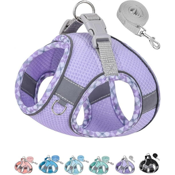 Dog Harness for Small Medium Dogs No Pull, Puppy Harness and Leash Set, Easy Walk Dog Harness for Walking, Running, Training (Purple, M)
