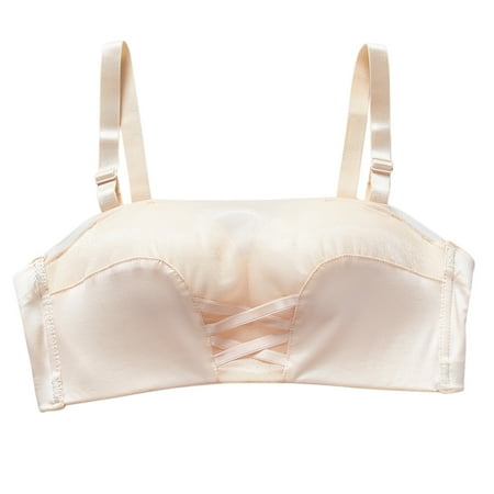 

Cathalem Strapless Bra Top Lace Front Buckle Bras Strapless Bras No Wire Bras Seamless Bras Smocked Tube Tops Vest Beige Medium