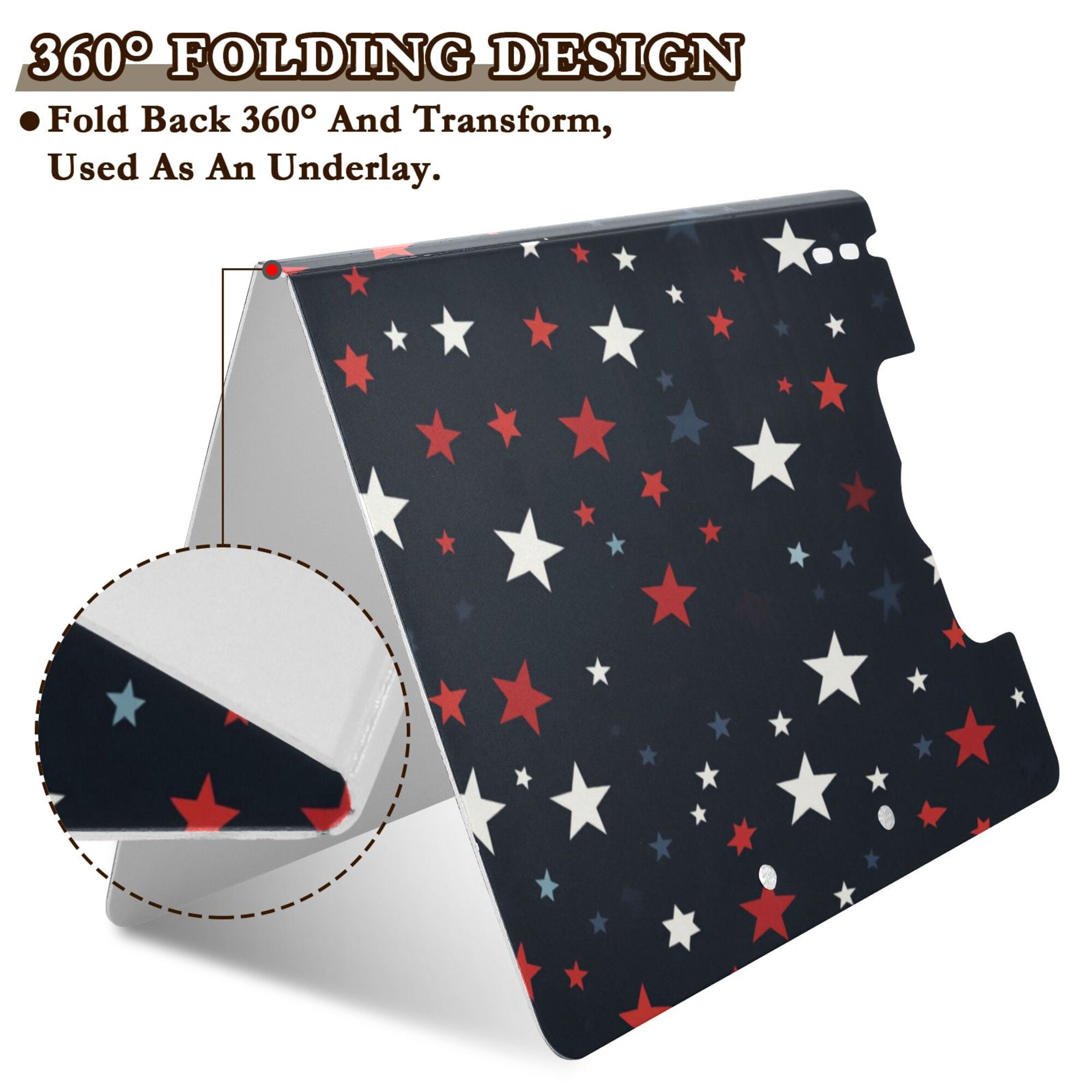 FORMRS A4 Clipboard Folder with Pen Holder Horizontal Foldable School Office Binder, Blue Stars Pattern