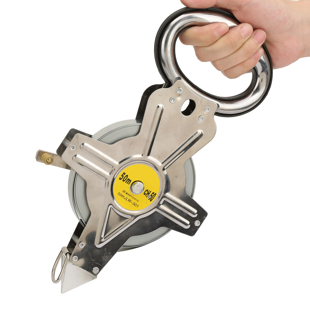 LHCER Retractable Tape Measure,50M Stainless Steel Tape Measure Retractable Metric Construction Surveying Tool,Stainless Steel Tape Measure