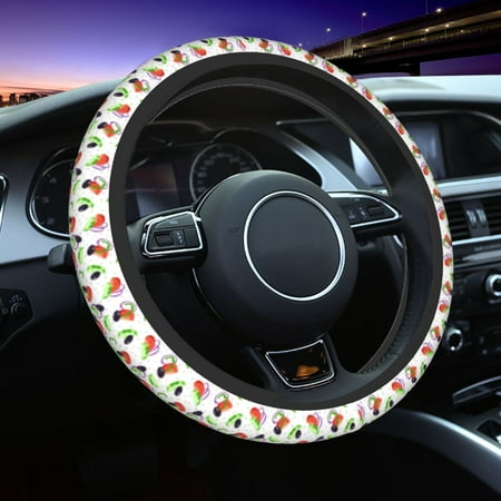 Elastic Steering Wheel Cover Tomato Eggplant Cucumber Stretch Thickening Car Steering Wheel Cover Women Men Steering Wheel Protector Universal 15 in