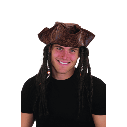 Brown Weathered Pirate Hat with Dread Braids