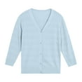 thumbnail image 6 of Women's 3/4 Sleeve Cropped Knit Sweater Cardigan Solid Color Button Down V-Neck Tops Casual Lightweight Sweaters Tops, 6 of 6